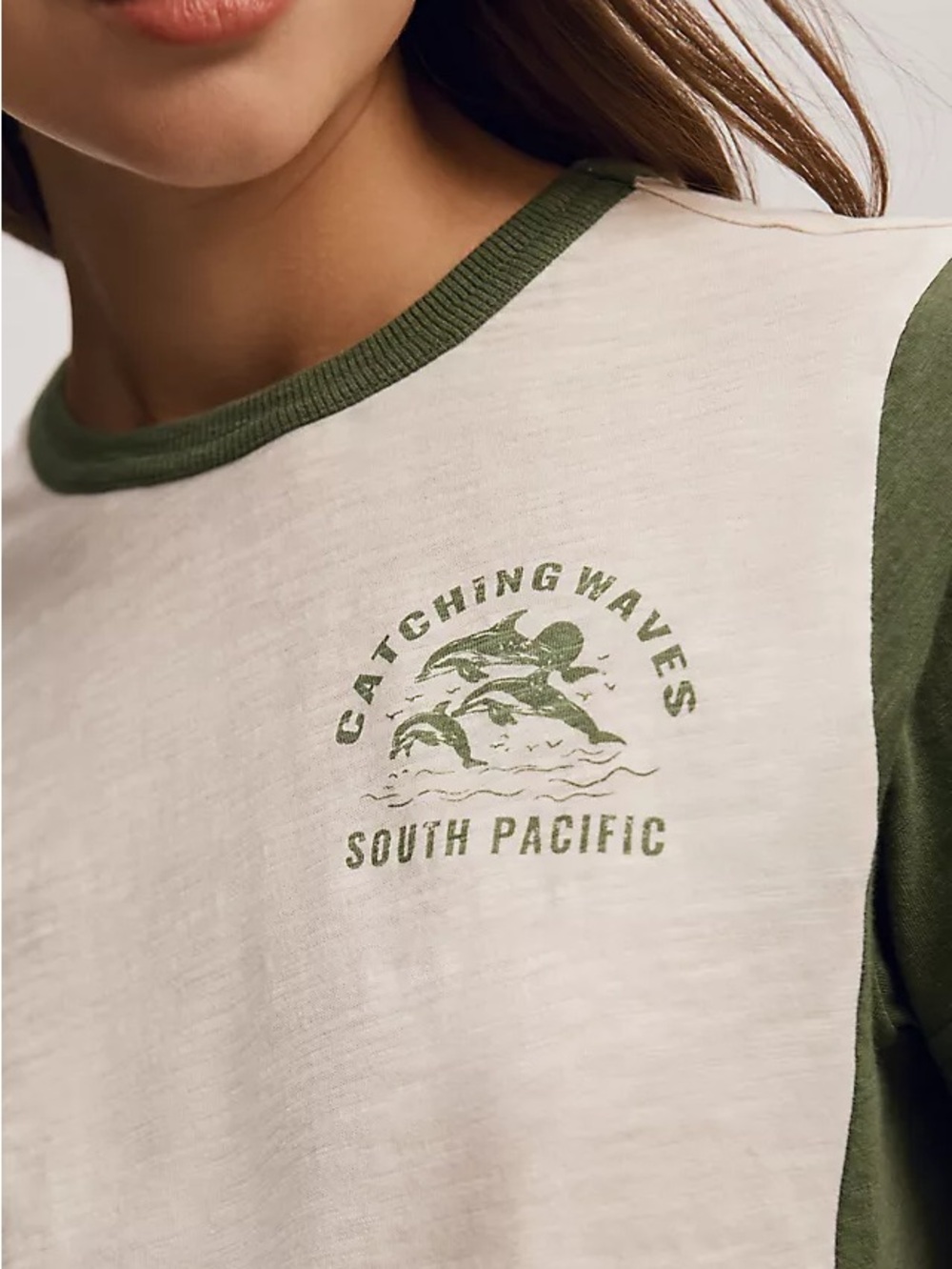 Pilcro by Anthropologie Catching Waves South Pacific Ringer Tee Size XS - Picture 9 of 9